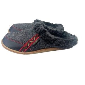 Sorel Womens Gray Wool Nakiska Scuff Slip On Faux Fur Lined Slippers Shoes